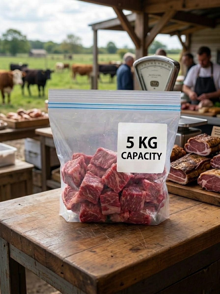 Meat Zipper Poly Bags 25 Pcs (5kg)