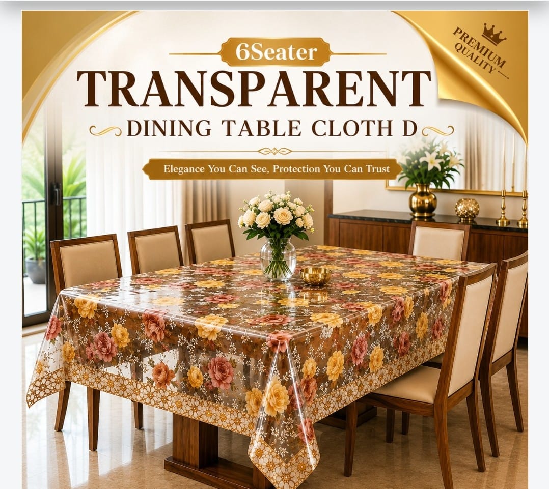 6Seater Pvc Transparent Dining Table Cloth D